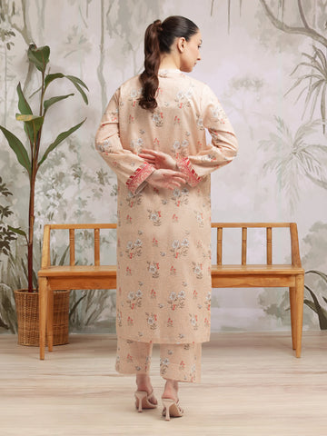 EDENROBE-35417-Unstitched Light Peach Printed Lawn 2 Piece