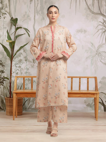 EDENROBE-35417-Unstitched Light Peach Printed Lawn 2 Piece
