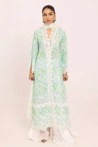 GUL AHMED-3 Piece Unstithed Embroidered Lawn Suit with Printed Chiffon Dupatta BM-42033