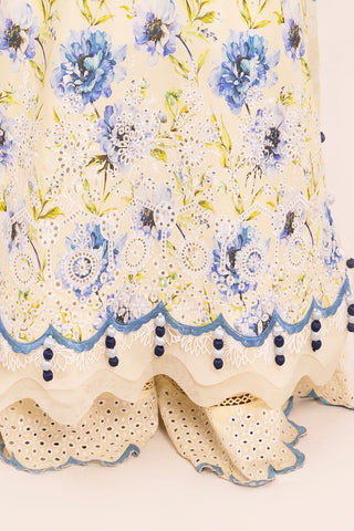 GUL AHMED-3 Piece Unstithed Embroidered Lawn Suit with Printed Chiffon Dupatta BM-42036