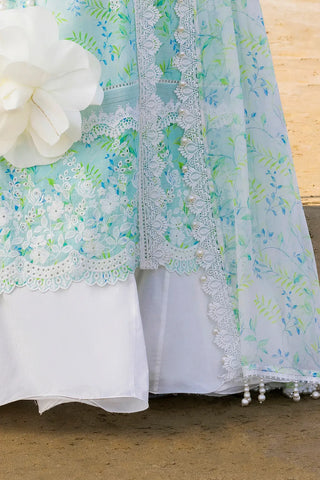 GUL AHMED-3 Piece Unstithed Embroidered Lawn Suit with Printed Chiffon Dupatta BM-42033