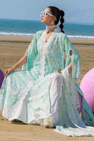 GUL AHMED-3 Piece Unstithed Embroidered Lawn Suit with Printed Chiffon Dupatta BM-42033