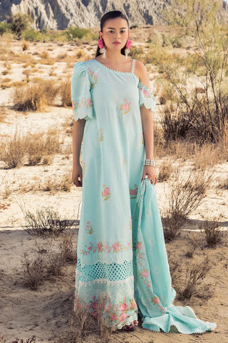 GUL AHMED -3 Piece Unstithed Embroidered Lawn Suit with Embroidered Denting Lawn Dupatta DN-52024