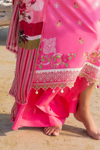 GUL AHMED-3 Piece Unstithed Embroidered Lawn Suit with Printed Chiffon Dupatta BM-52029