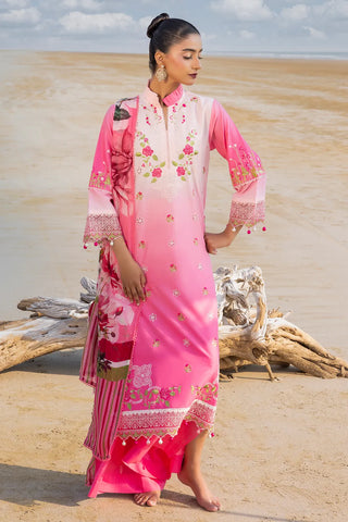 GUL AHMED-3 Piece Unstithed Embroidered Lawn Suit with Printed Chiffon Dupatta BM-52029