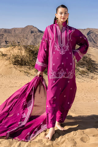 GUL AHMED-3 Piece Unstithed Embroidered Lawn Suit with Embroidered Denting Lawn Dupatta DN-52014