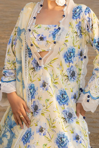 GUL AHMED-3 Piece Unstithed Embroidered Lawn Suit with Printed Chiffon Dupatta BM-42036