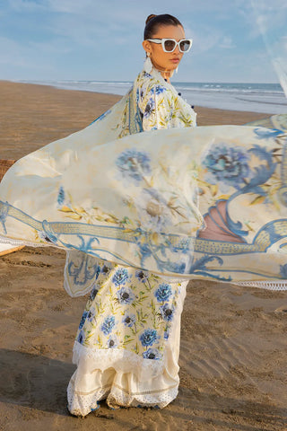 GUL AHMED-3 Piece Unstithed Embroidered Lawn Suit with Printed Chiffon Dupatta BM-42036