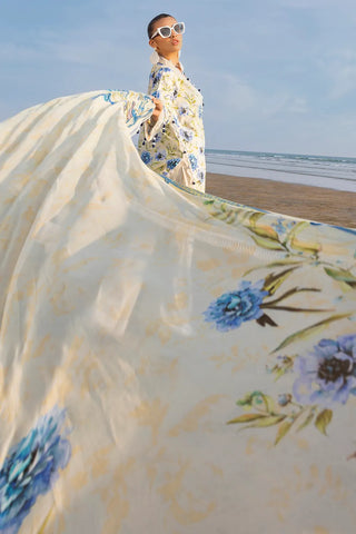 GUL AHMED-3 Piece Unstithed Embroidered Lawn Suit with Printed Chiffon Dupatta BM-42036