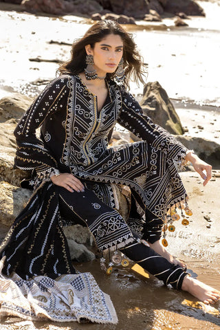GUL AHEMD -3 Piece Unstitched Zari Embroidered Lawn Suit with Gold Lacquer Printed Lawn Dupatta CL-52407