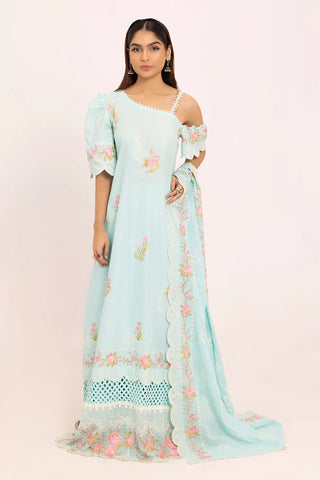 GUL AHMED -3 Piece Unstithed Embroidered Lawn Suit with Embroidered Denting Lawn Dupatta DN-52024