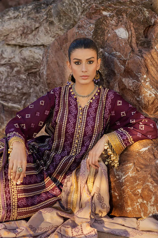 GUL AHMED-3 Piece Unstitched Zari Embroidered Lawn Suit with Gold Printed Lawn Dupatta CL-52413
