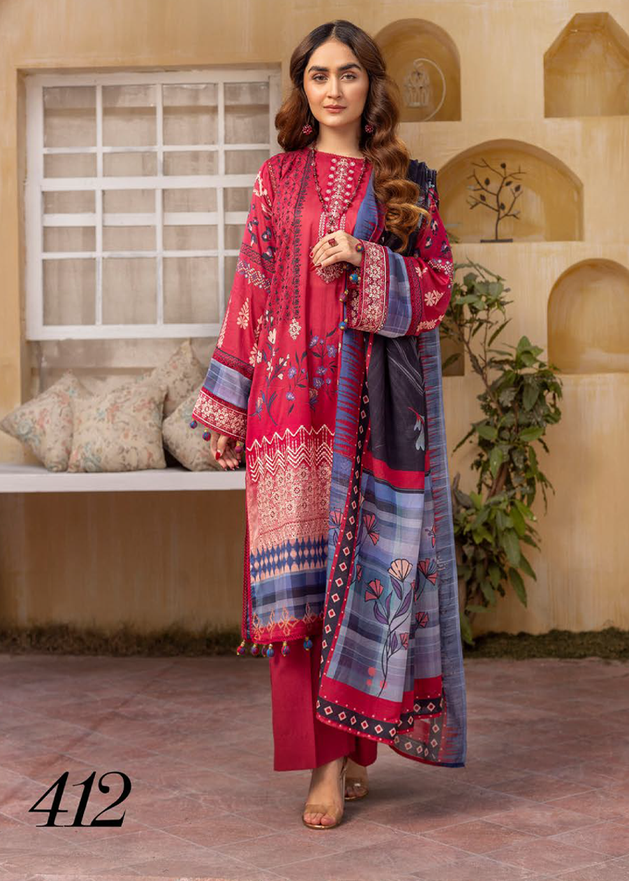 HUSN-E-JAHAN DIGITAL PRIN LAWN EMBROIDERED D-412