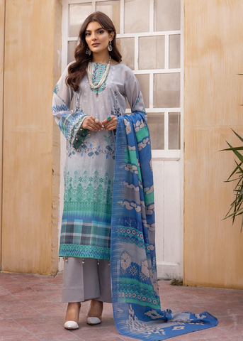 HUSN-E-JAHAN DIGITAL PRIN LAWN EMBROIDERED D-413