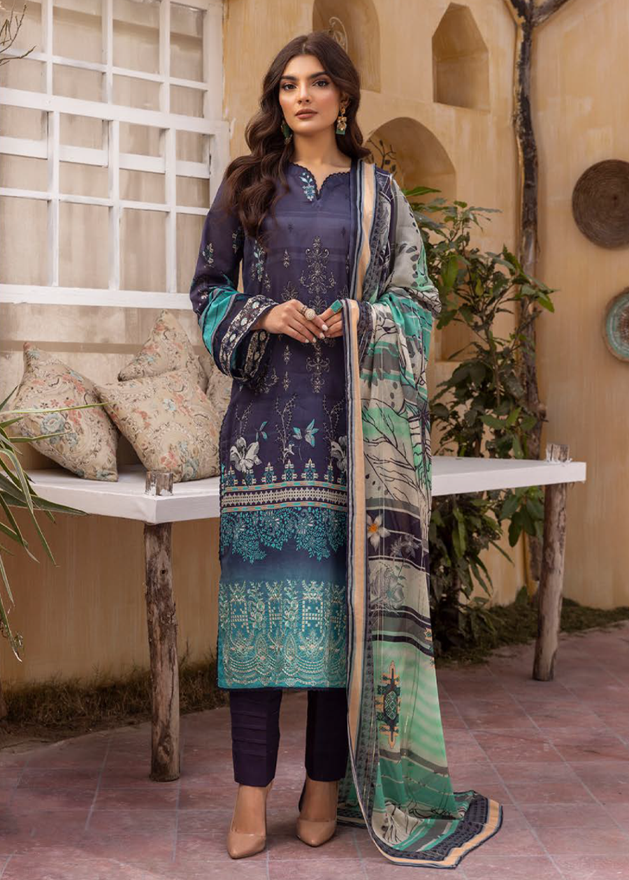 HUSN-E-JAHAN DIGITAL PRIN LAWN EMBROIDERED D-415
