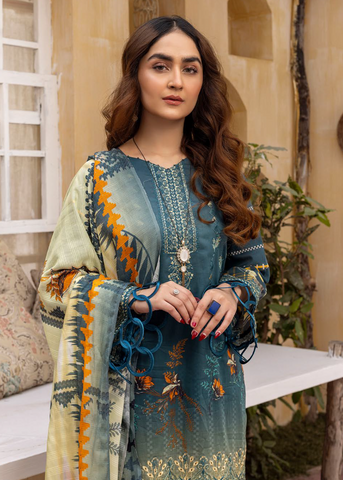 HUSN-E-JAHAN DIGITAL PRIN LAWN EMBROIDERED D-419