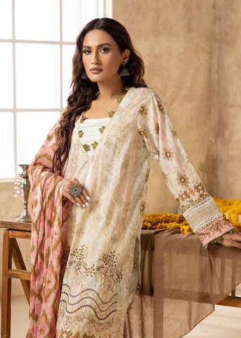 HOORAIN LAWN DIGITAL PRINT EMBROIDERED D-602