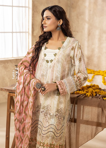 HOORAIN LAWN DIGITAL PRINT EMBROIDERED D-602