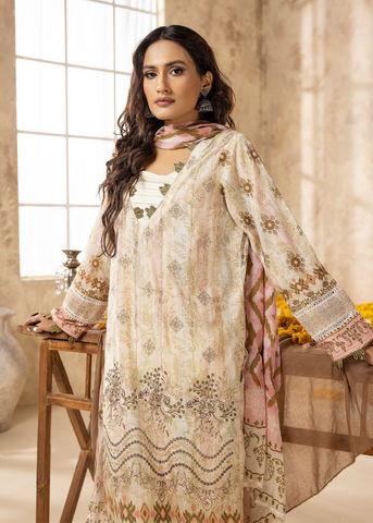 HOORAIN LAWN DIGITAL PRINT EMBROIDERED D-602