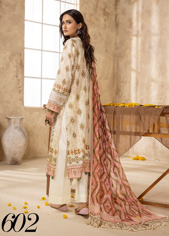 HOORAIN LAWN DIGITAL PRINT EMBROIDERED D-602