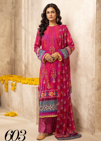 HOORAIN LAWN DIGITAL PRINT EMBROIDERED D-603