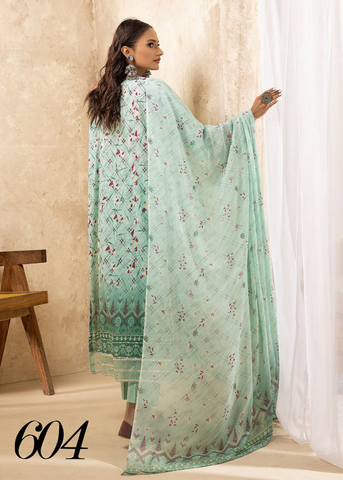 HOORAIN LAWN DIGITAL PRINT EMBROIDERED D-604