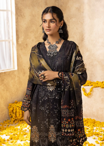 HOORAIN LAWN DIGITAL PRINT EMBROIDERED D-605