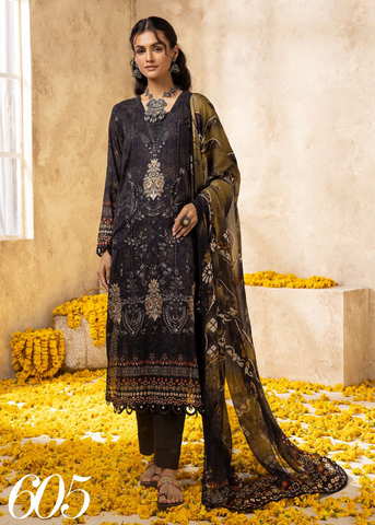 HOORAIN LAWN DIGITAL PRINT EMBROIDERED D-605