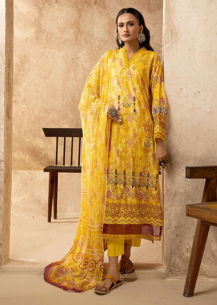 HOORAIN LAWN DIGITAL PRINT EMBROIDERED D-606