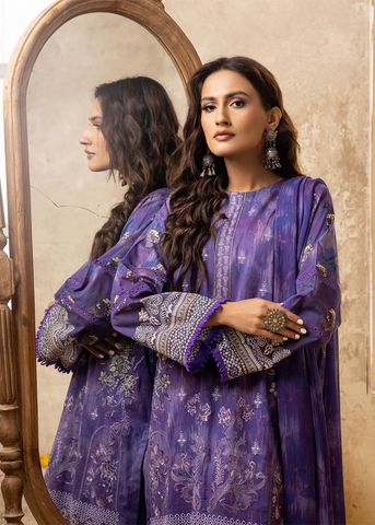 HOORAIN LAWN DIGITAL PRINT EMBROIDERED D-607
