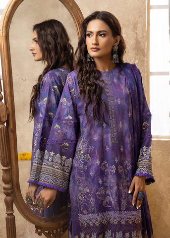 HOORAIN LAWN DIGITAL PRINT EMBROIDERED D-607