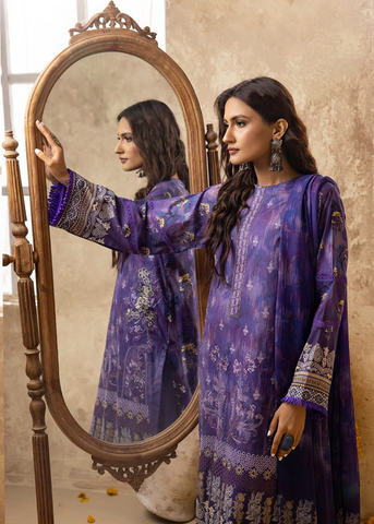 HOORAIN LAWN DIGITAL PRINT EMBROIDERED D-607