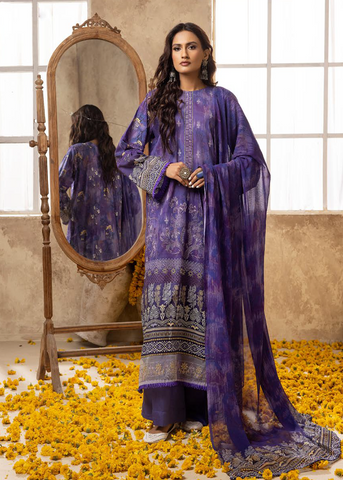 HOORAIN LAWN DIGITAL PRINT EMBROIDERED D-607