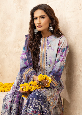 HOORAIN LAWN DIGITAL PRINT EMBROIDERED D-608