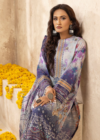 HOORAIN LAWN DIGITAL PRINT EMBROIDERED D-608