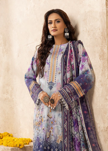 HOORAIN LAWN DIGITAL PRINT EMBROIDERED D-608