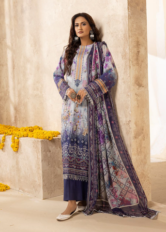 HOORAIN LAWN DIGITAL PRINT EMBROIDERED D-608