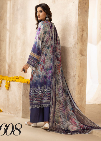 HOORAIN LAWN DIGITAL PRINT EMBROIDERED D-608