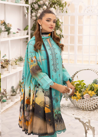 HEER BY SHAISTA DIGITAL PRIN EMBROIDERED D-642