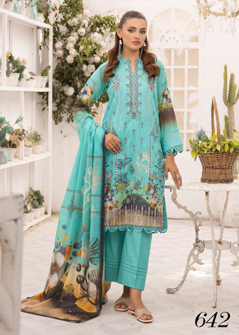 HEER BY SHAISTA DIGITAL PRIN EMBROIDERED D-642