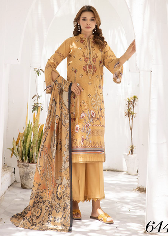 HEER BY SHAISTA DIGITAL PRIN EMBROIDERED D-644