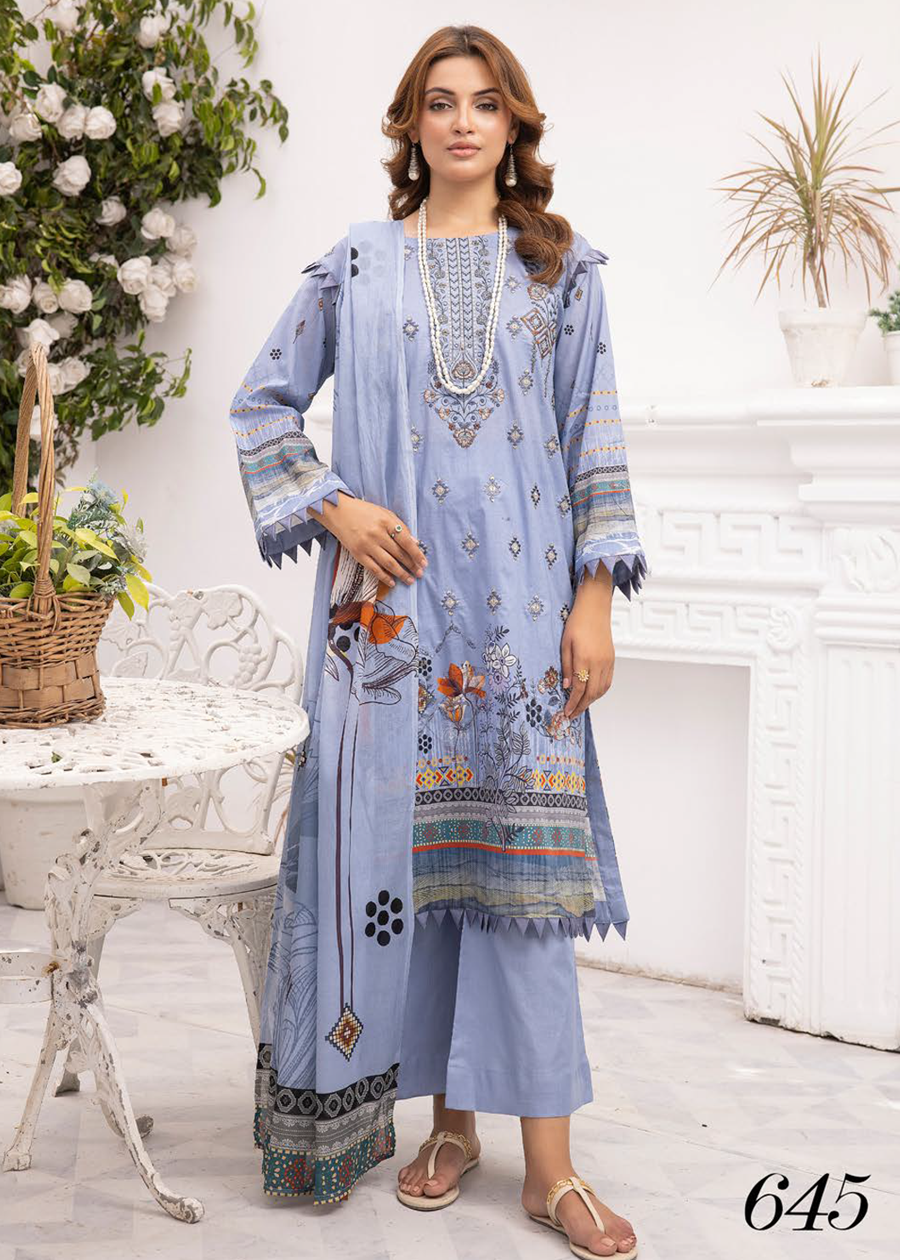 HEER BY SHAISTA DIGITAL PRIN EMBROIDERED D-645