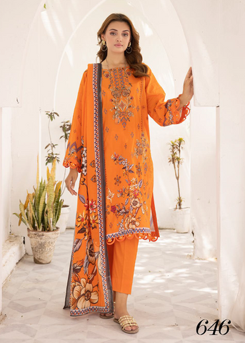 HEER BY SHAISTA DIGITAL PRIN EMBROIDERED D-646