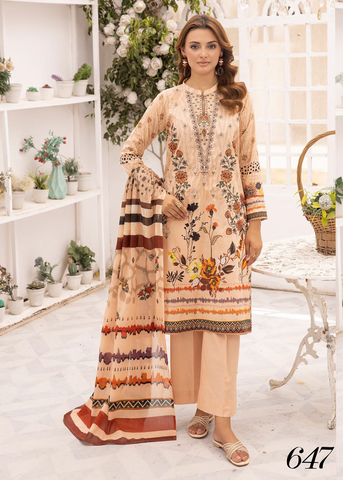 HEER BY SHAISTA DIGITAL PRIN EMBROIDERED D-647