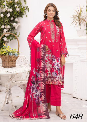 HEER BY SHAISTA DIGITAL PRIN EMBROIDERED D-648
