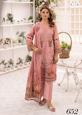 HEER BY SHAISTA DIGITAL PRIN EMBROIDERED D-652
