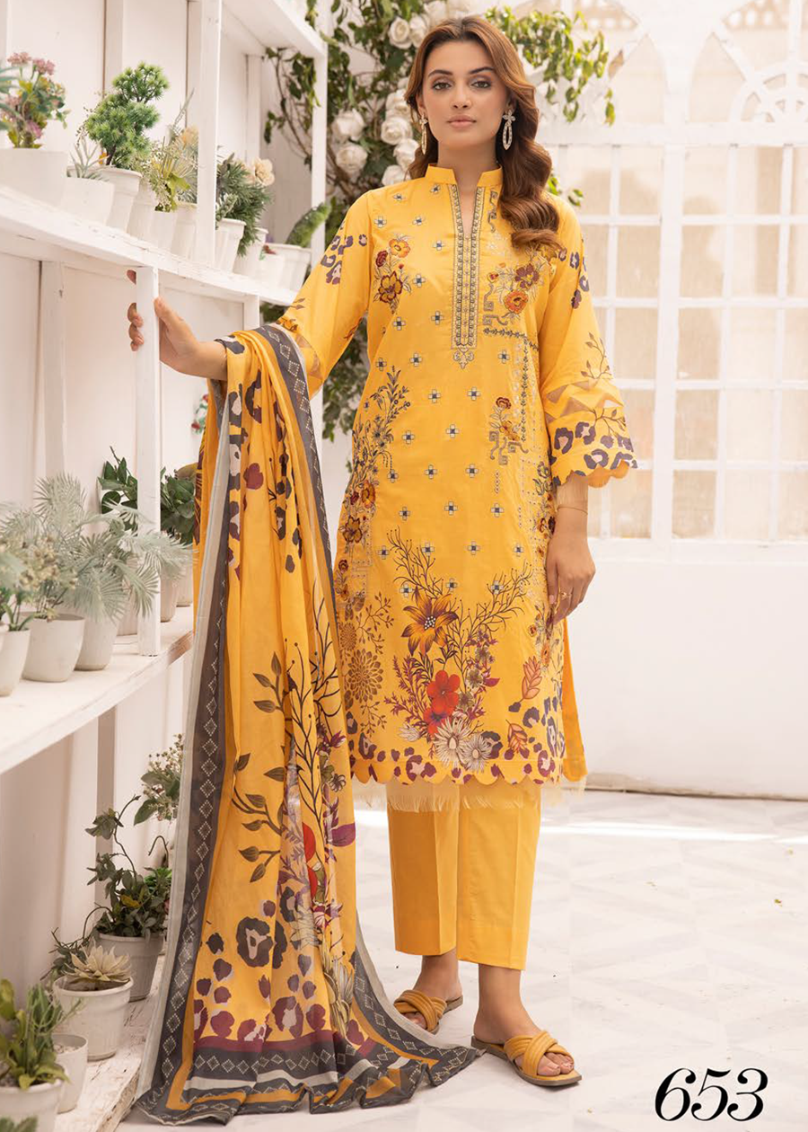 HEER BY SHAISTA DIGITAL PRIN EMBROIDERED D-653
