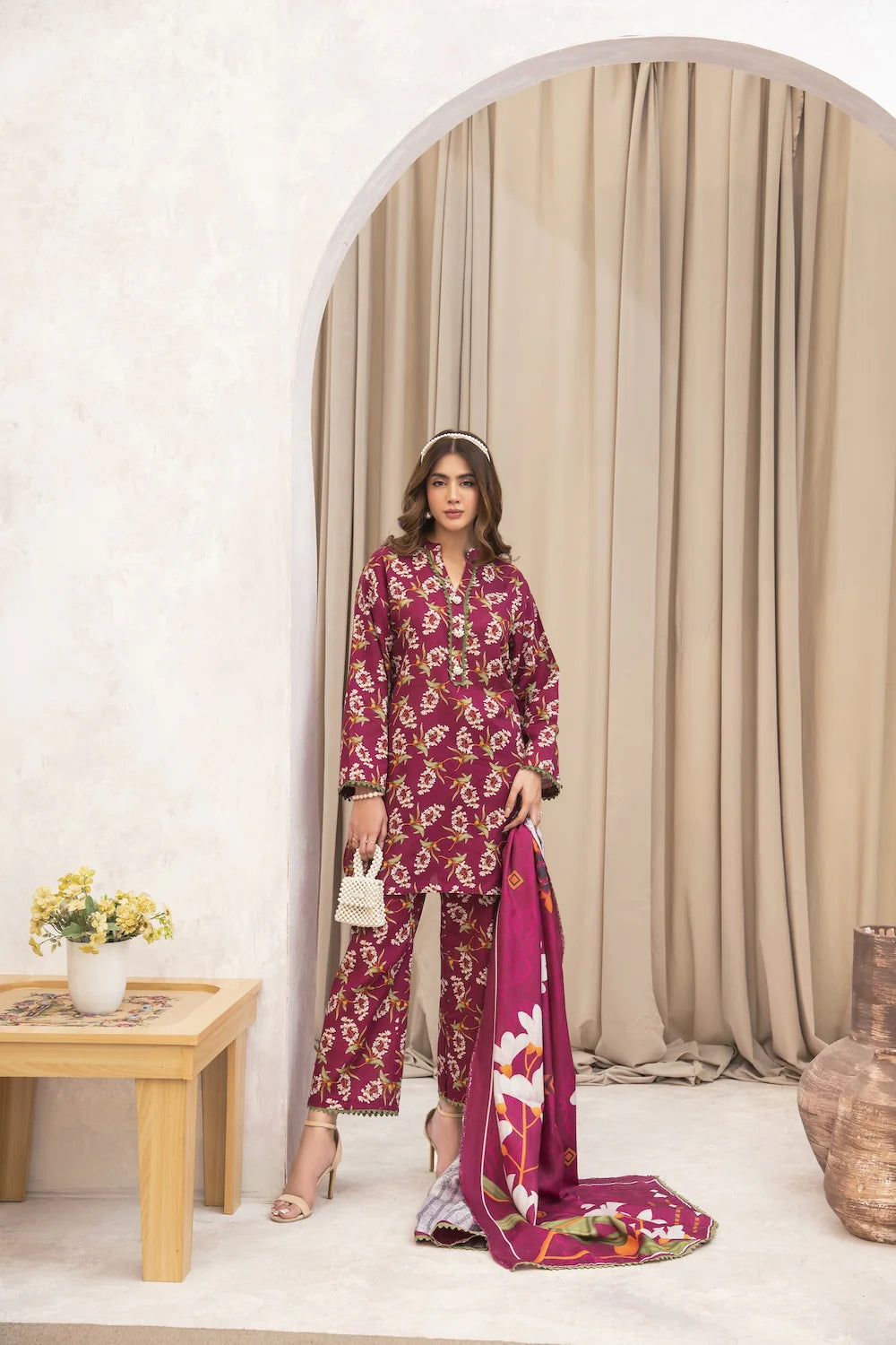 MEERAK BY FORBIDDEN FLOWERS D-03-CRIMSON BLOOM