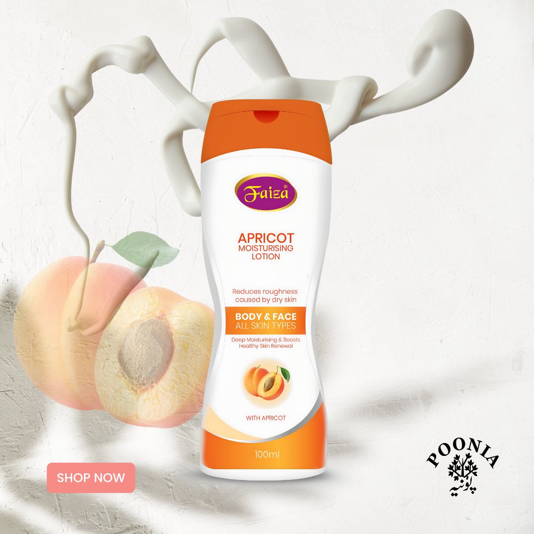 FAIZA APRICOT MOISTURISING LOTION BODY & FACE ALL SKIN TYPES 100ML