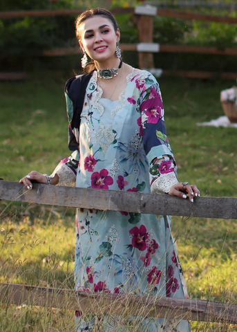 ELAF PRINT CHIKANKARI ECK-01B- AQUABELLA